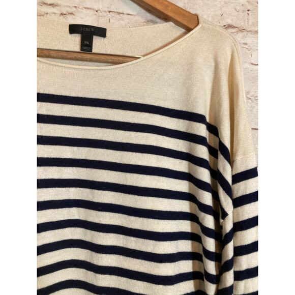 J. Crew Sweater Womens XXL Ivory & Navy Striped Ombre Kimono Sleeves Preppy - Picture 9 of 12